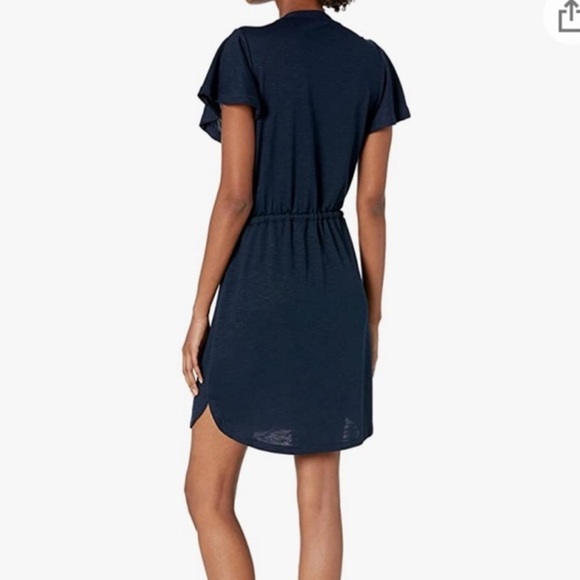 Paige Brielle Tee Shirt Dress Navy Blue XS Drawstring Waist Flutter Sleeve - Picture 5 of 16